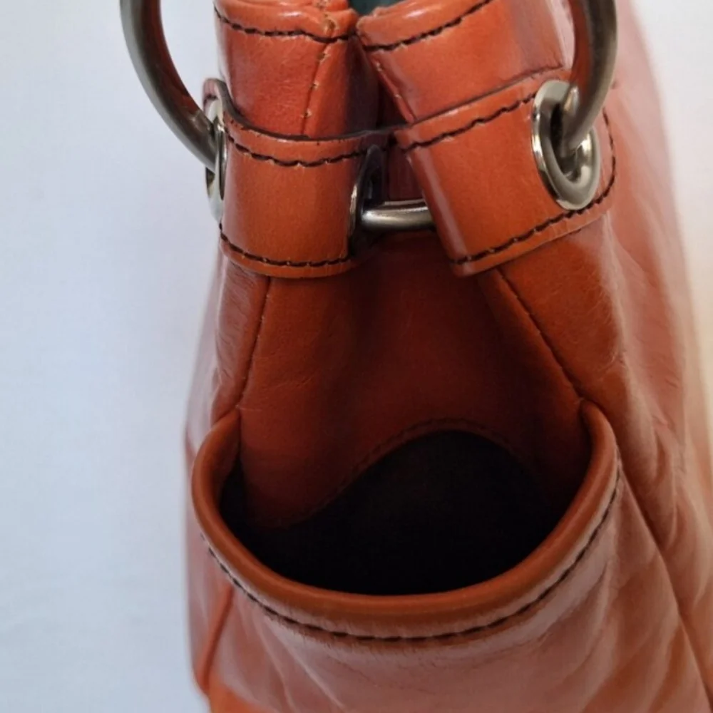 Vintage Kenneth Cole Leather Shoulder Bag Baguette Wide Strap Coral Pink